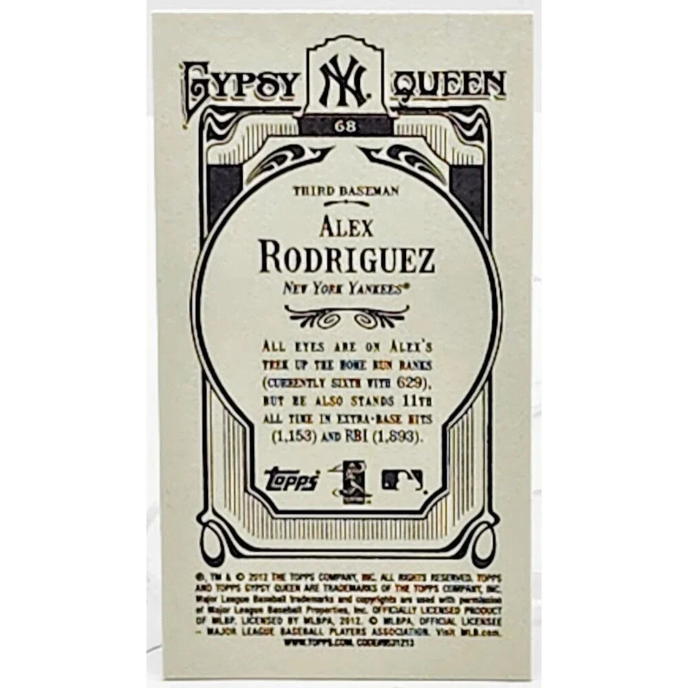 2012 Topps Gypsy Queen Mini # 68 Alex Rodriguez New York Yankees